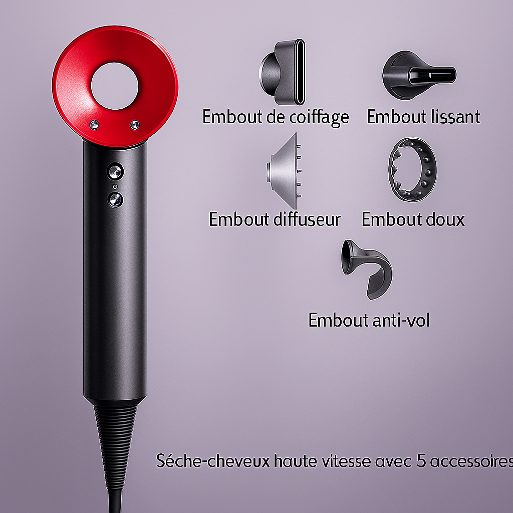 Sèche-cheveux ionique 5 en 1 - Détails techniques
