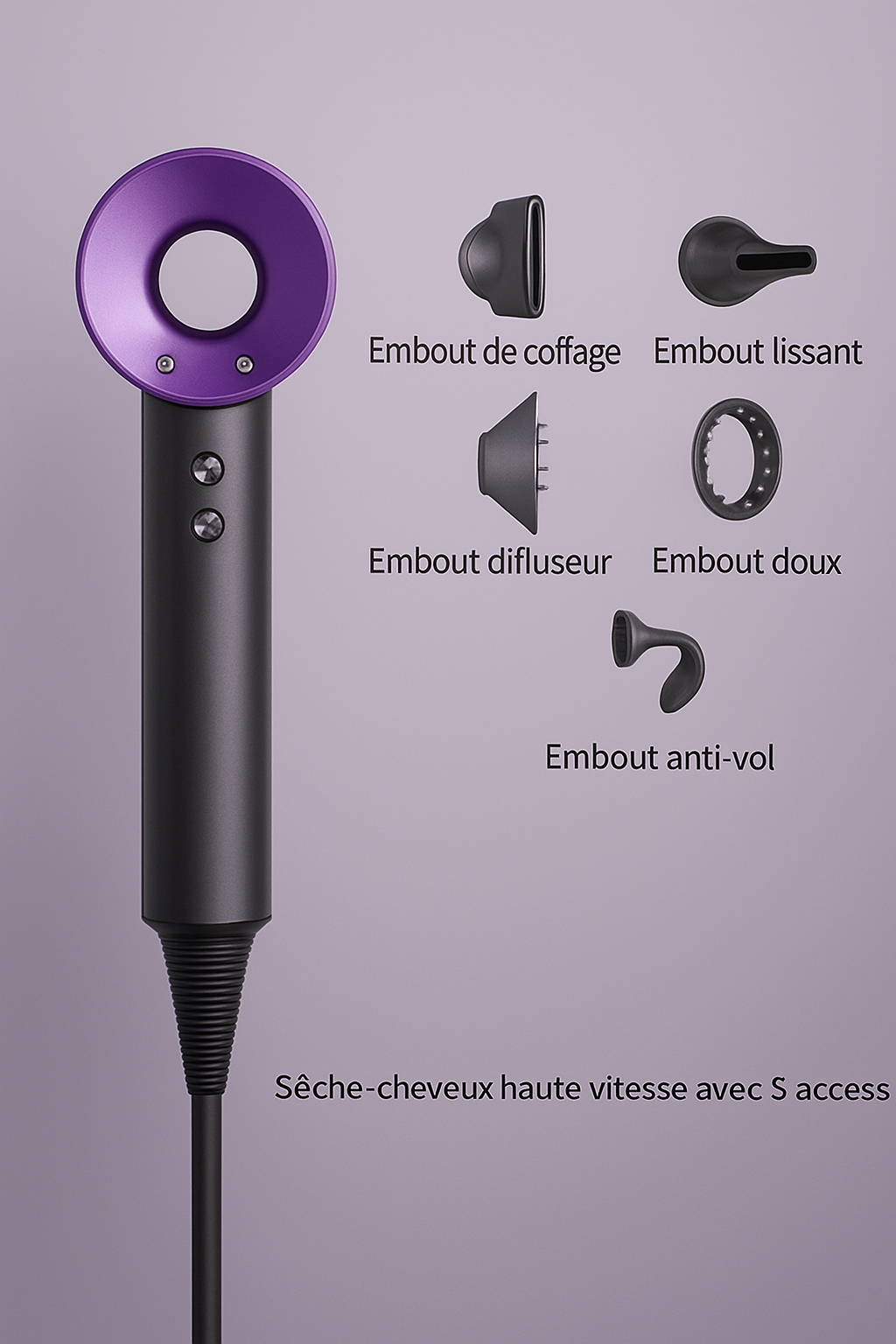 Accessoires inclus - 5 embouts professionnels
